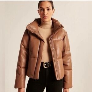 A&F Vegan Leather Quilted Mini Puffer